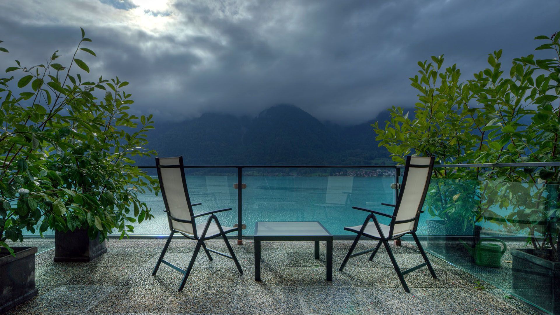 Balcony with lake view